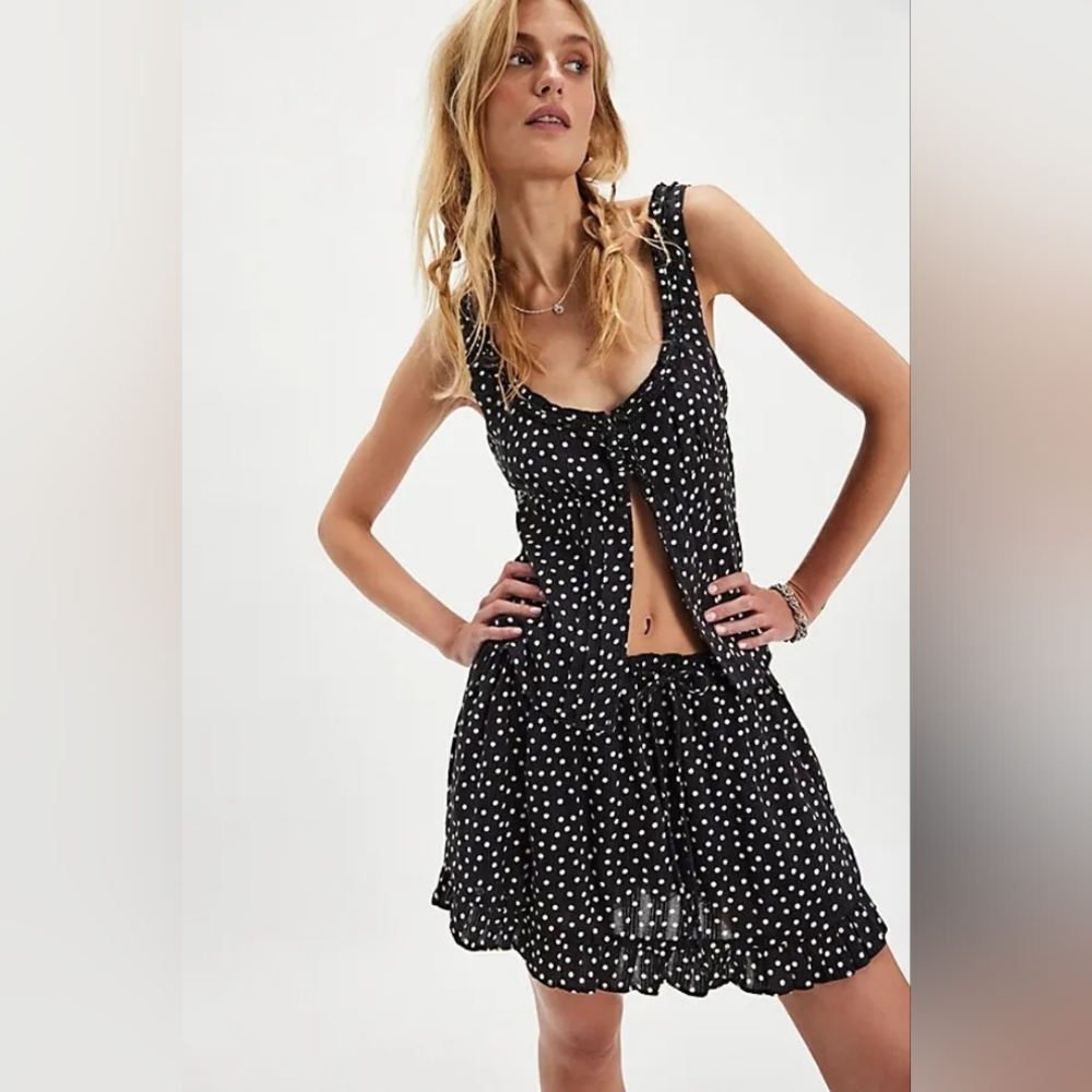 NWOT Free People Ellia Printed Set In Black Combo